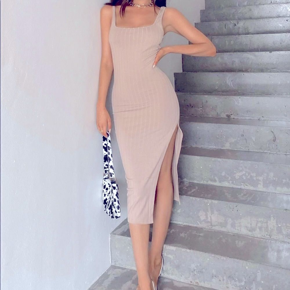 PLT tan knit dress